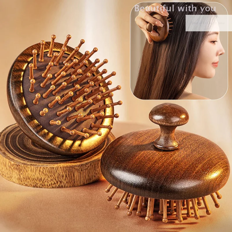 

Air Cushion Comb Scalp Therapy Massage Comb Scalp Head Caring Natural Sandalwood Circular Tooth Guasha Scraping Body Massager