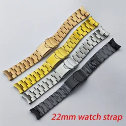 22mm Width Watch Band stainless steel watch strap Fit N H35 NH36 Case Full Silver Gold bracelet Watch Accessories Watch Strap