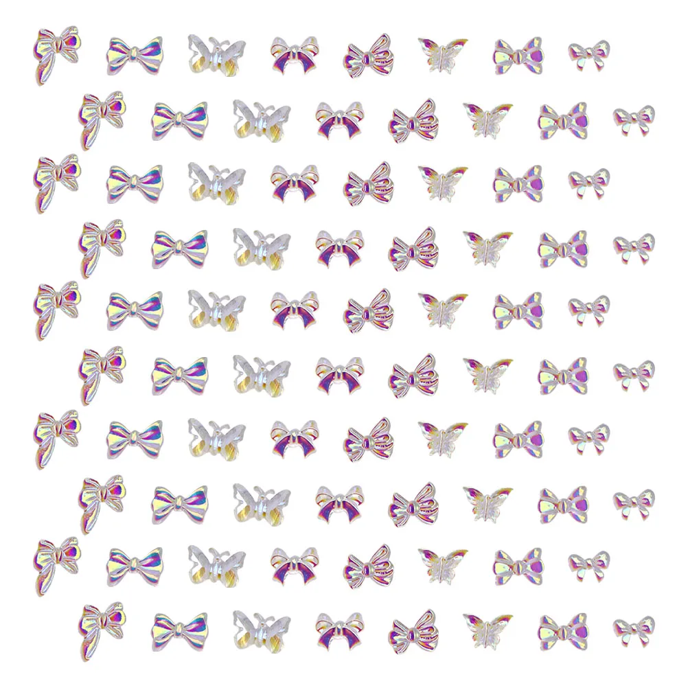

80pcs Resin Nail Decoration Bow Butterflies DIY Adornment Fashion Art nament Manicure Accessory Practical Decorative