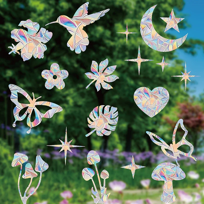 1Set Rainbow Prism Electrostatic Glass Stickers PVC Butterfly Static Window Stickers Sun Catcher Home Decor Wall Decal