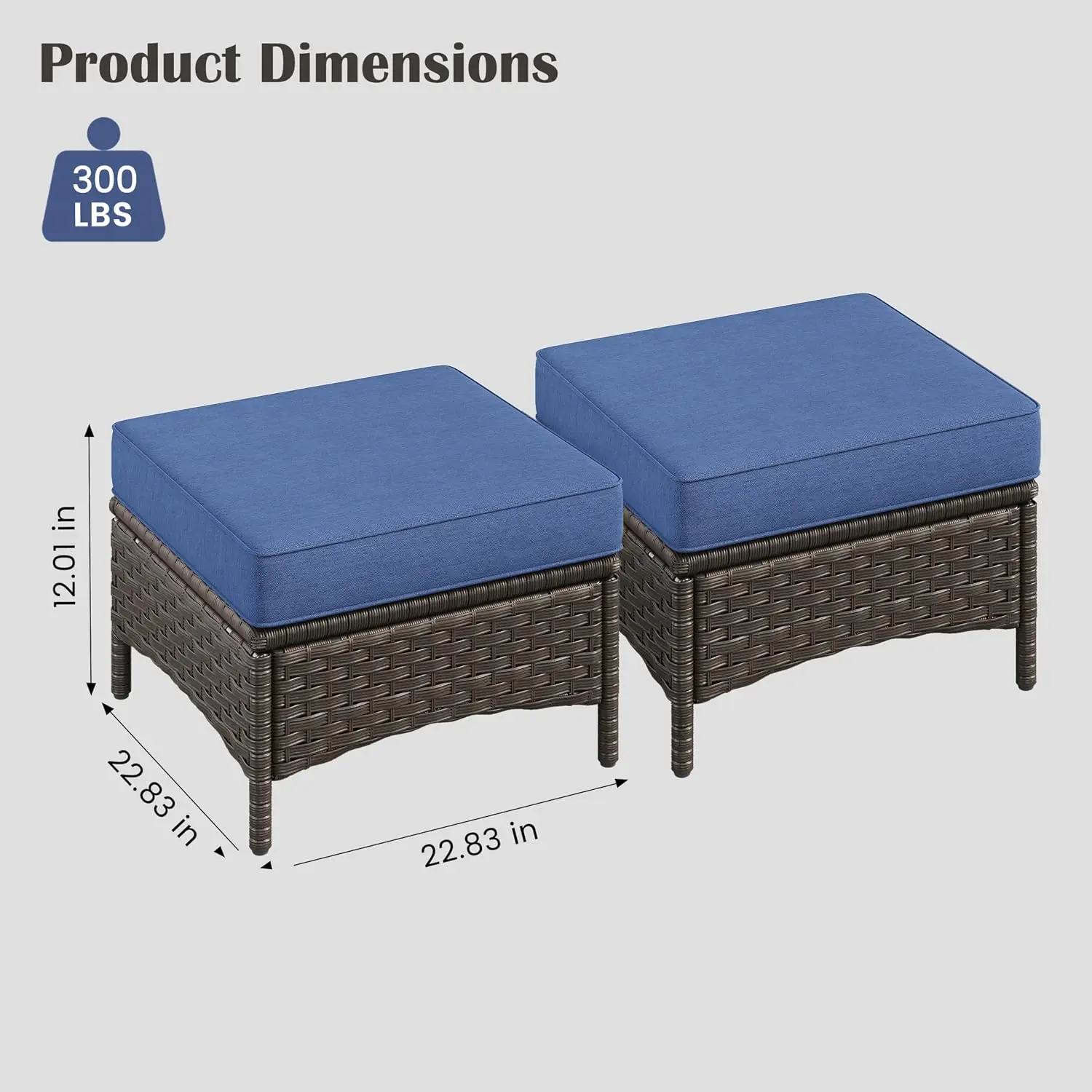 Wicker Ottoman 2-Pack, 23