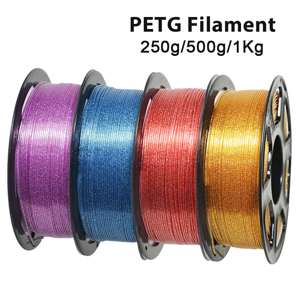 250g 500g 1Kg PETG Flash Shining Transparent Blue 3D Printer Filament 1.75MM PETG Flash Purple Green For 3D Printer Material