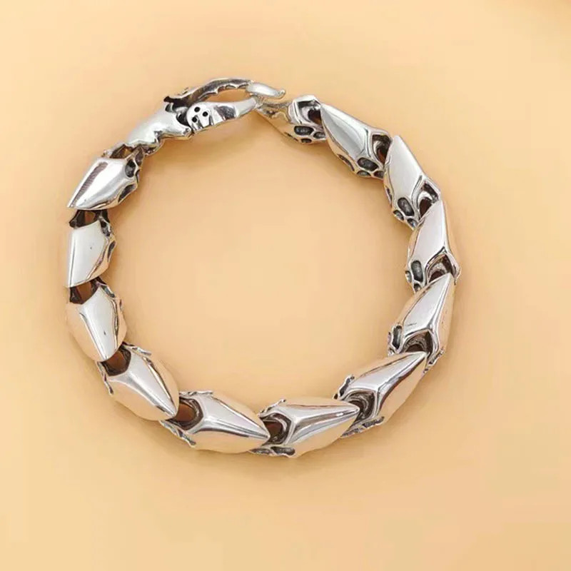 

Pure S925 Sterling Silver Chain Men Women Dragon Link Bracelet 43-44g 7.9inch