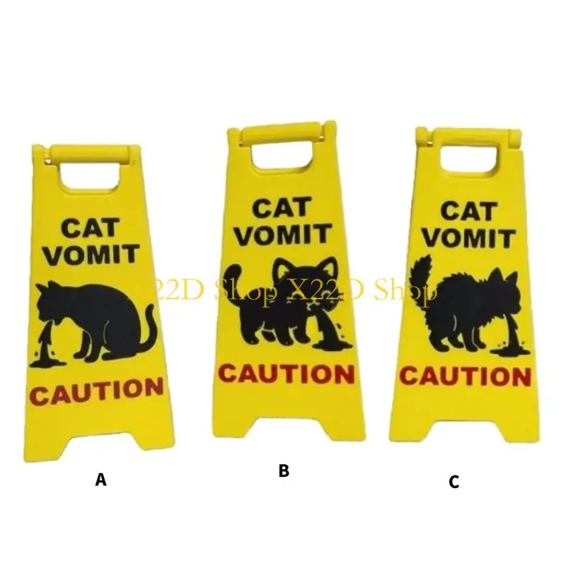X22D Cats Vomit Caution Signs Funny Novelty Cats Vomit Signs Cats Vomits Warning Signs Desk Decorations for Home Office Decors