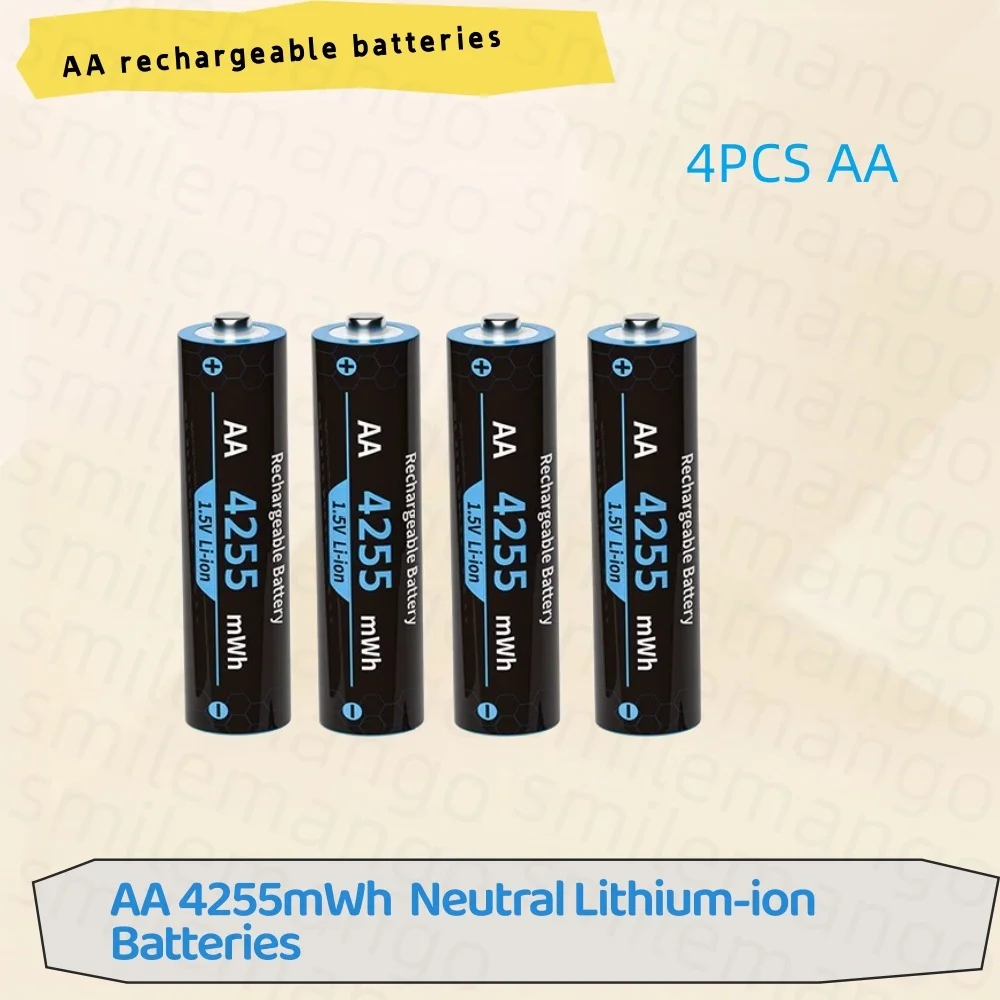 1.5V Oplaadbare Lithium Batterij AA 4255mWh/AAA 1100mWh Batterijen Hoge Capaciteit 1.5V Batterij voor Muis Afstandsbediening