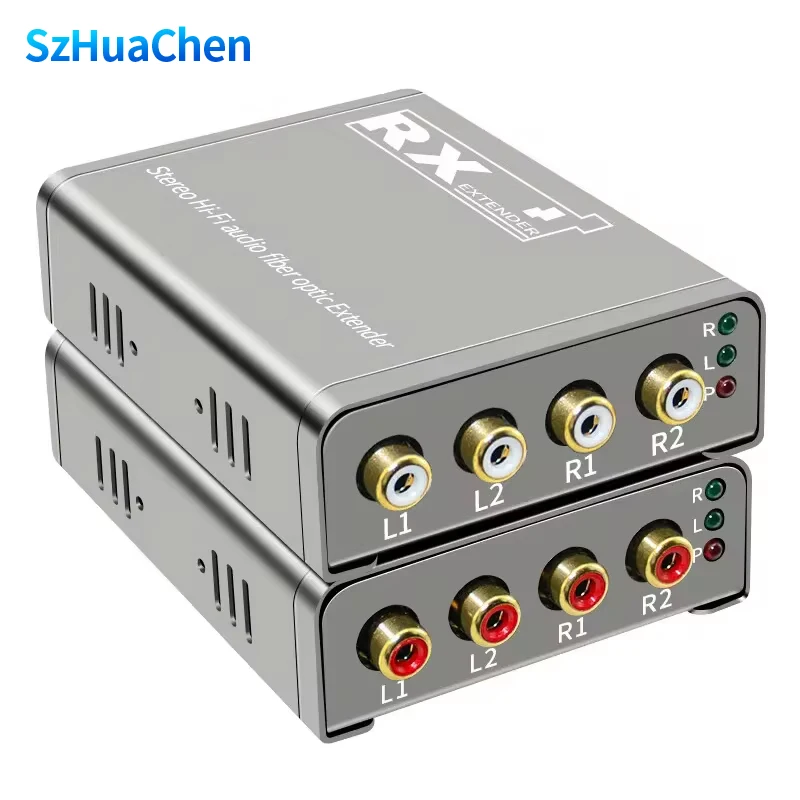 20Km Hifi RCA Audio Optical Fiber Extender Over SC/FC Fiber Optic Cable 4 Channel RCA to Fiber Audio Transmitter and Receiver