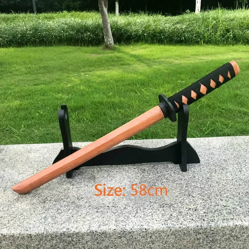 60cm Wood Stick Knife Toy Katana Sword Cosplay Props Personal Collecting Handicraft Children's Sword Toy Aikido Demon Slayer