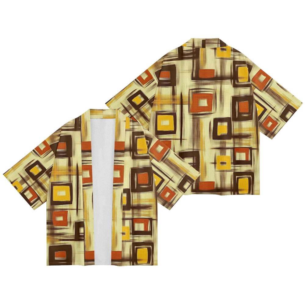 

Japanese Traditional Kimono Casual Fashion Full open cape Kimono Plaid Breathable Casual Comfortable Fashion Unisex clothing top