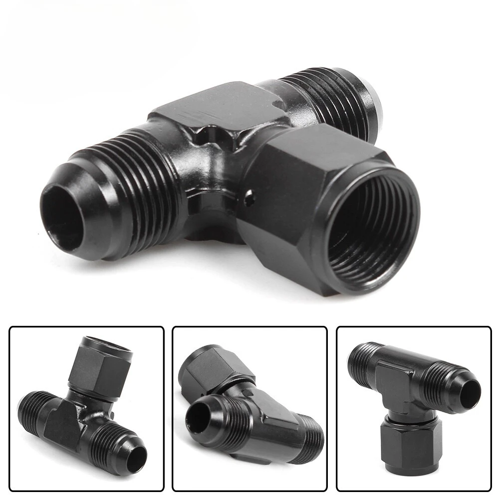 3-Way Tee T-Piece Fitting Adapter AN4 AN6 AN8 AN10 AN12 Female to AN Male BLACK