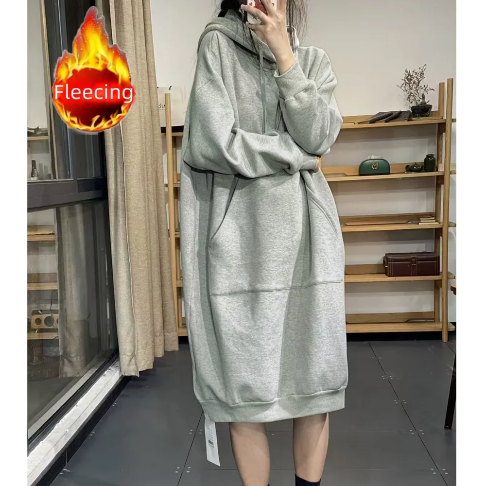 Winter New In Hoodies & Sweatshirts Plus Size Pullover Loose Long Sleeve Dress Oversize Thick Warm Women's Hoodies Streetwear