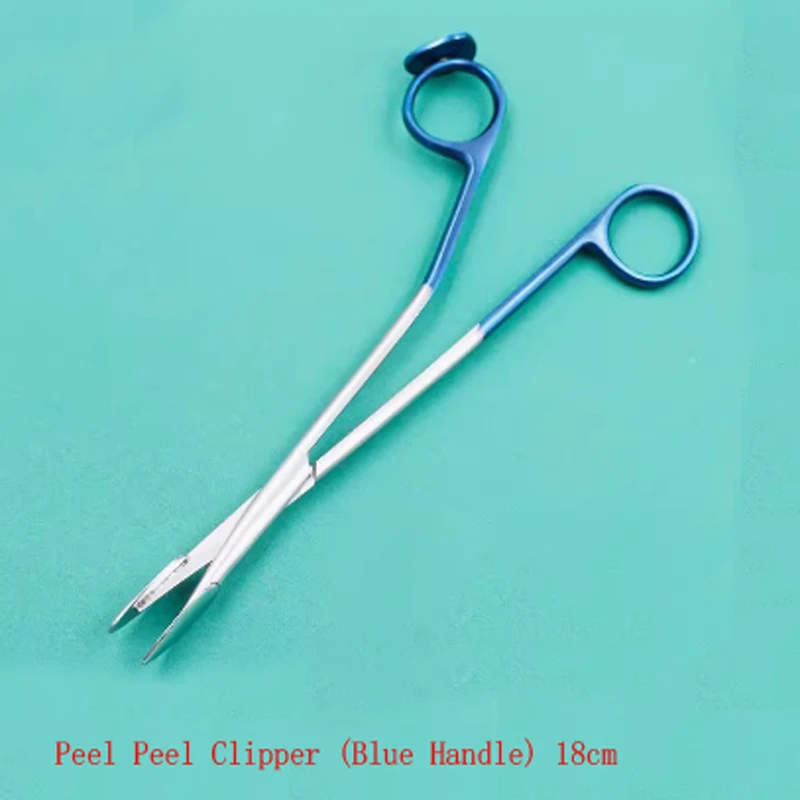 Stainless steel peeler, beauty and plastic surgery line carving surgical tool, facial lifting peeling scissors, blue handle peel