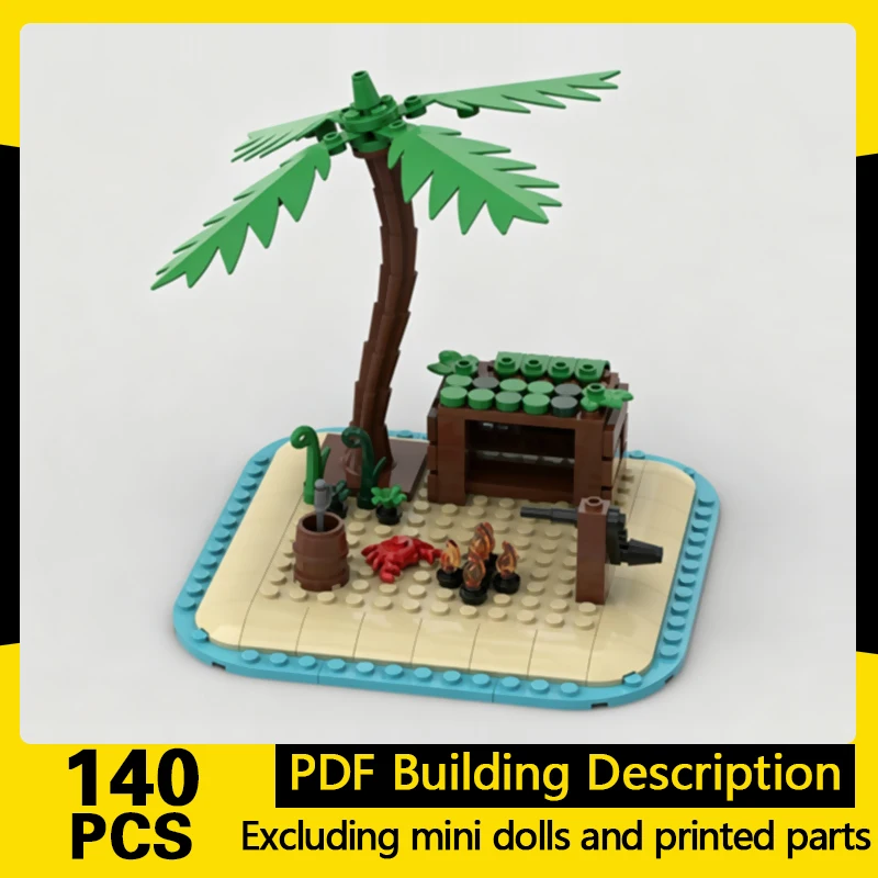 Medieval Castle Model MOC Building Bricks Pirate Castaway Hut Modular Technology Gifts Holiday Assemble Children Toys Suit