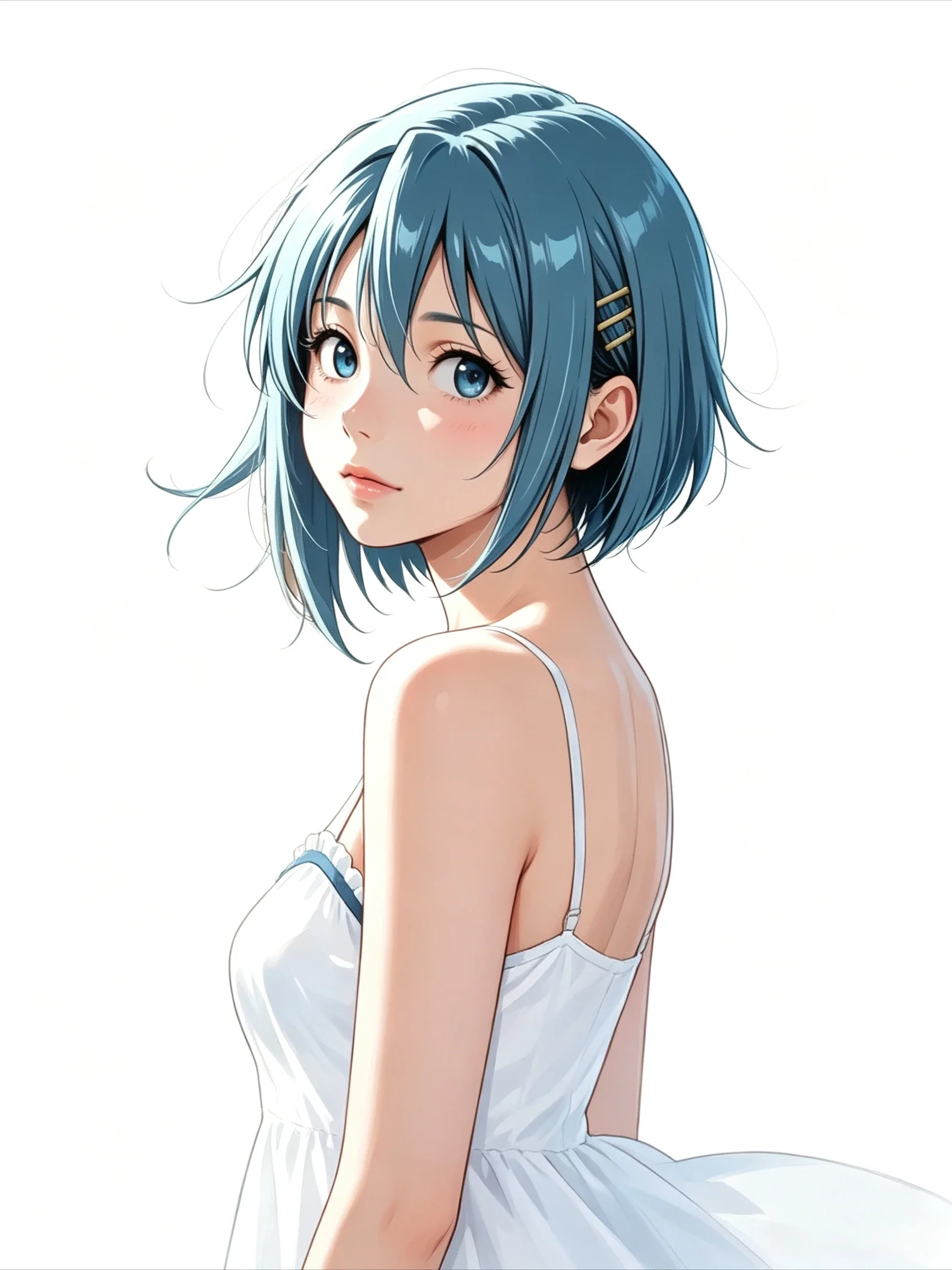 Anime Cyan Short Hair Blue Eyes Girl Vinyl Sticker Waterproof Decal for Car Motorcycle Laptop Helmet Water Bottle Decor