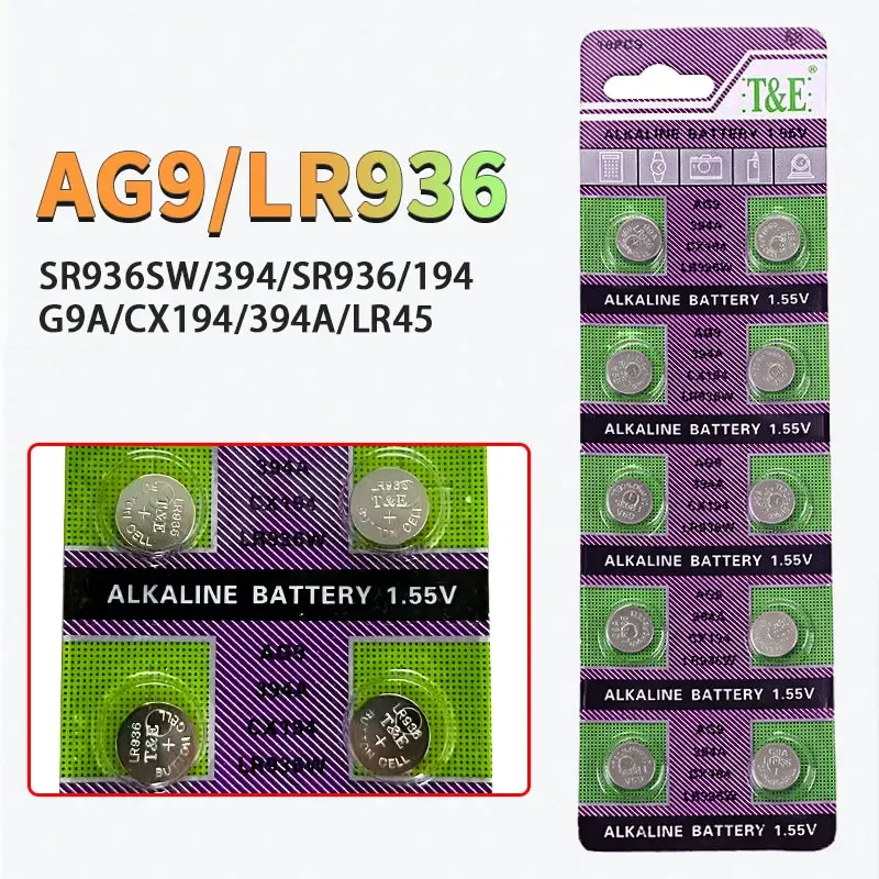 

10-100PCS AG9 LR936 SR936SW 394A 394 SR936 194 L936F Button Cell Battery 1.55V for Calculator Toys Watch Coin Alkaline Batteries