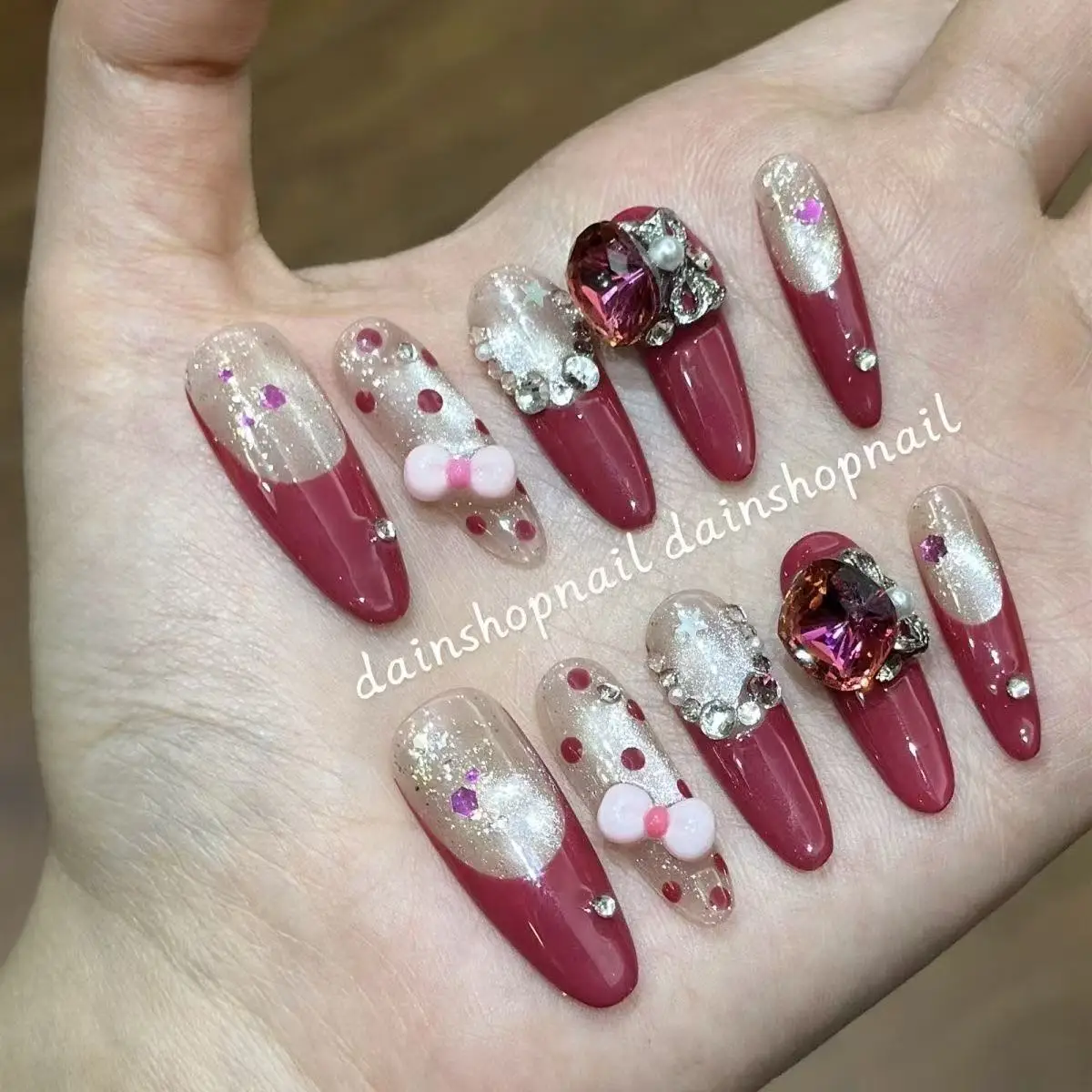 

2025 New Berry Red Press On Nails Long Lasting Fake Nails Gift Idea