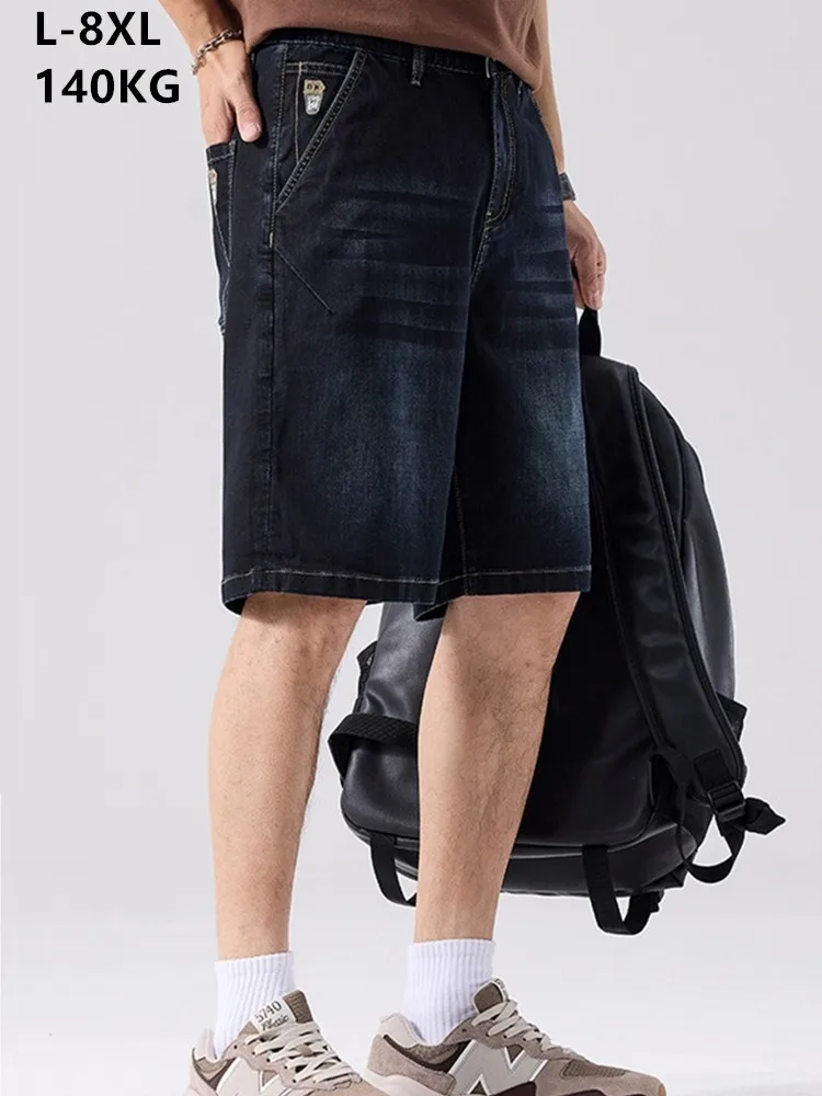 Pantalones Cortos de Mezclilla para Hombre, Tallas Grandes 6XL 7XL 8XL, Corte Holgado, Elásticos, Tipo Bermuda, Cómodos, Ligeros, para Verano