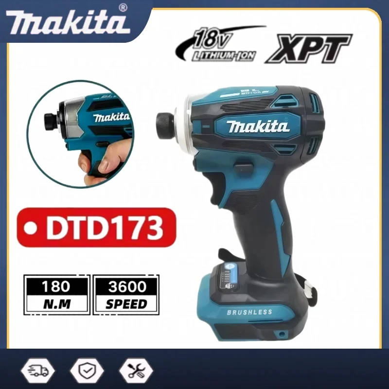 

Makita DTD173 18V Cordless Brushless Impact Driver 180Nm Electric Drill Screwdriver with LED Light Multi-function Household Tool