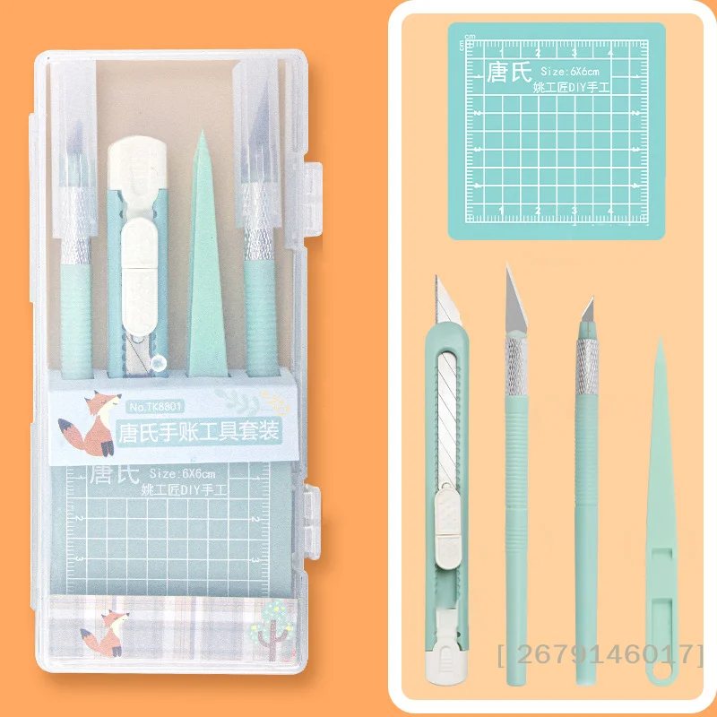 【YY26】Complete DIY Scrapbooking Tool Kit With Pens, Carving Knives, Tweezers, And Cutting Mats – Non-Retractable Handle