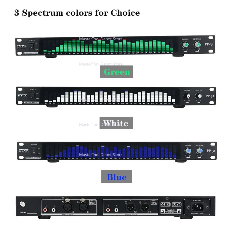 Wishcolor BDS PP-31 Digital Audio Analyzer Display 1U Music Spectrum VU Meter 31 Segments Blue/Green/White