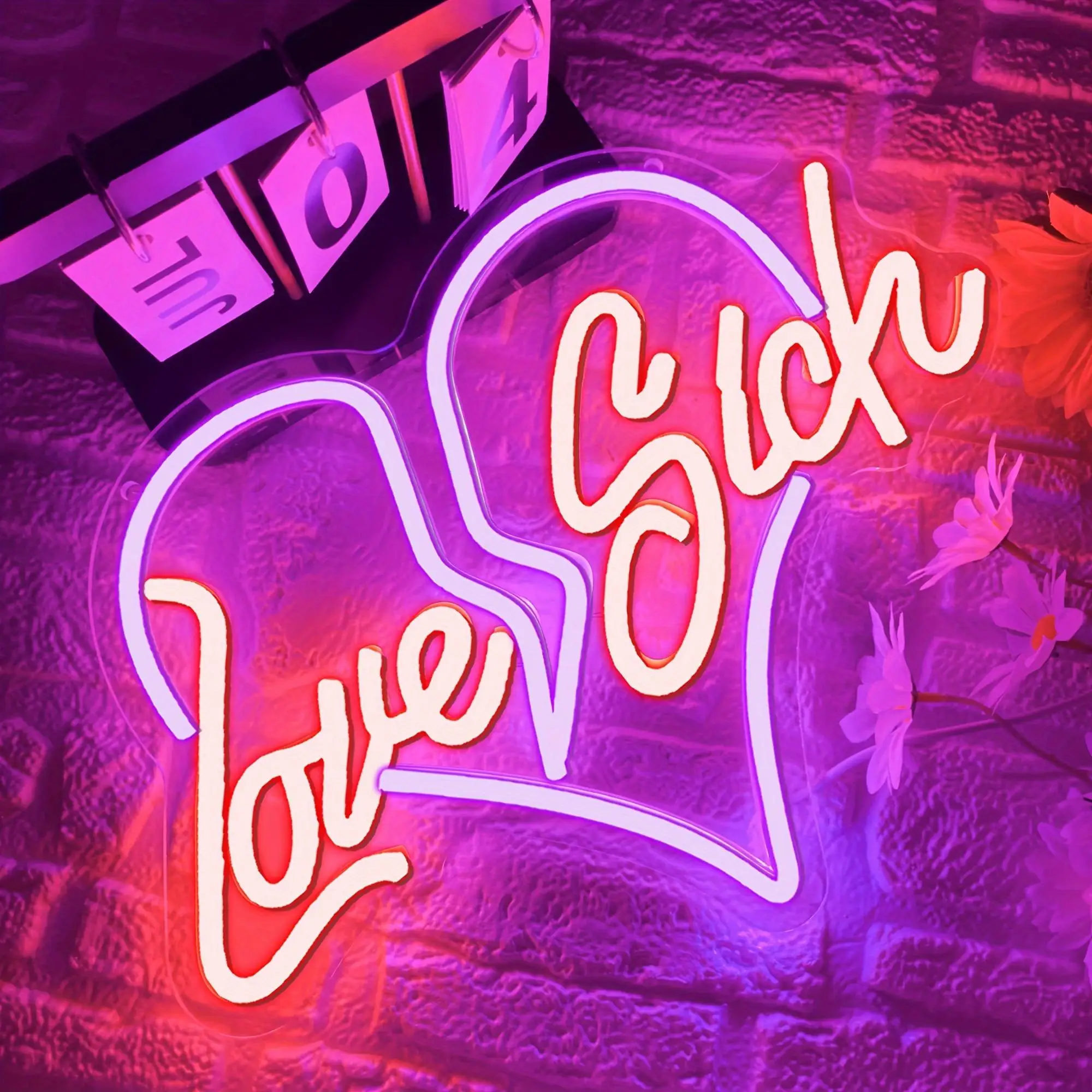 Love Sick Neon Sign Retro Decor USB Neon Light Dimmable for Room Music Studio Lounge Teen Hangout Nostalgic Bedroom Decor Gifts