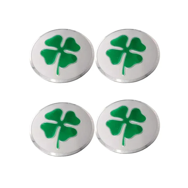 4PCS 56mm Lucky Four Leaf Clover Logo Alloy Car Wheel Hub Center Stickers for Volkswagen Jeep Audi Toyota Accessories Honda Ford