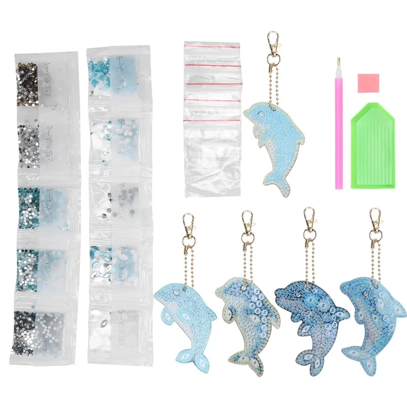 

Для DIY для подарков, набор ключей, уникальный блеск, брелок с дельфином, блестящий свет, интересный уникальный