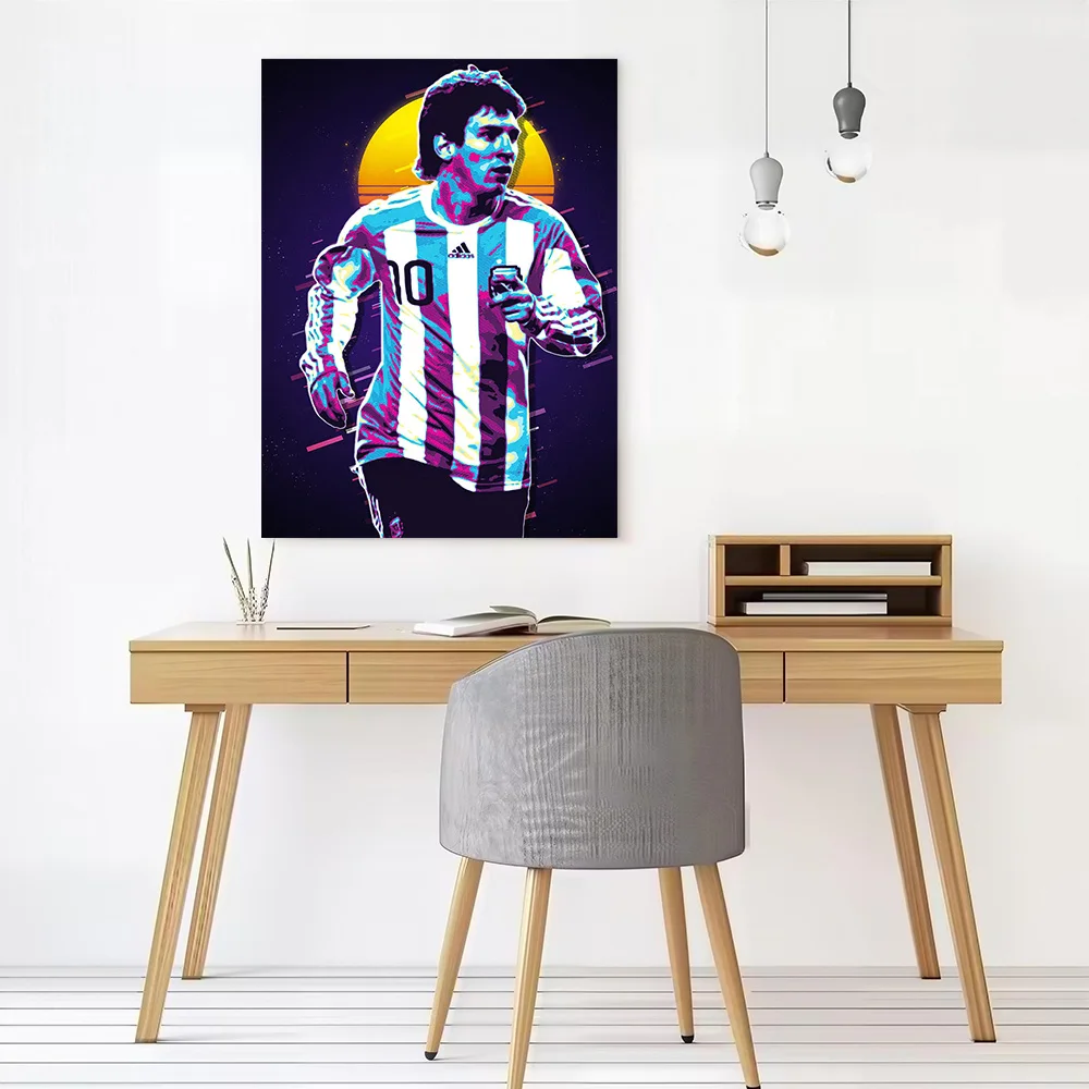 Messi Retro Art Canvas Poster Customizable Printed Canvas Painting Wall Art for Fans Aesthetic Decoration Living Room Wand Deko