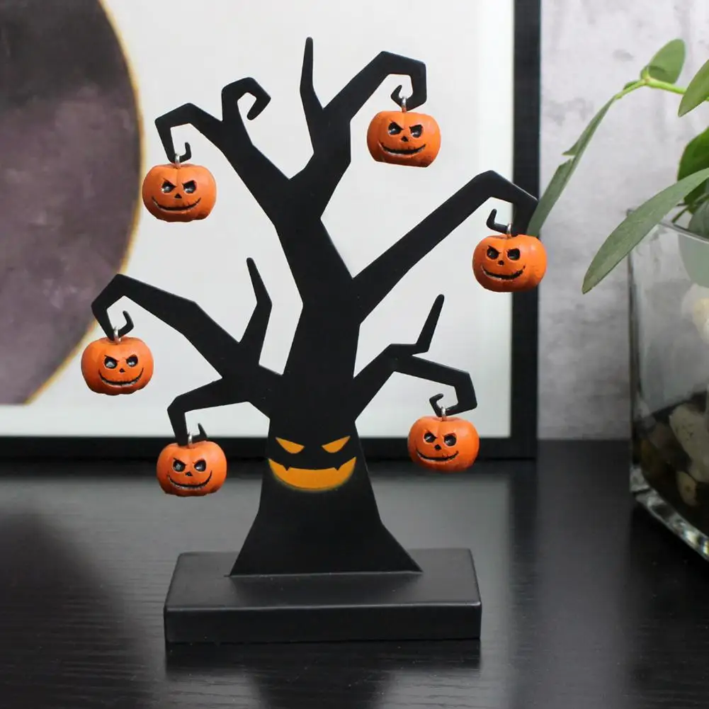 

Hand-painted Halloween Tree Decor Halloween Pumpkin Tree Iron Stump with Hanging Pumpkin Tabletop Decor for Spooky Atmosphere