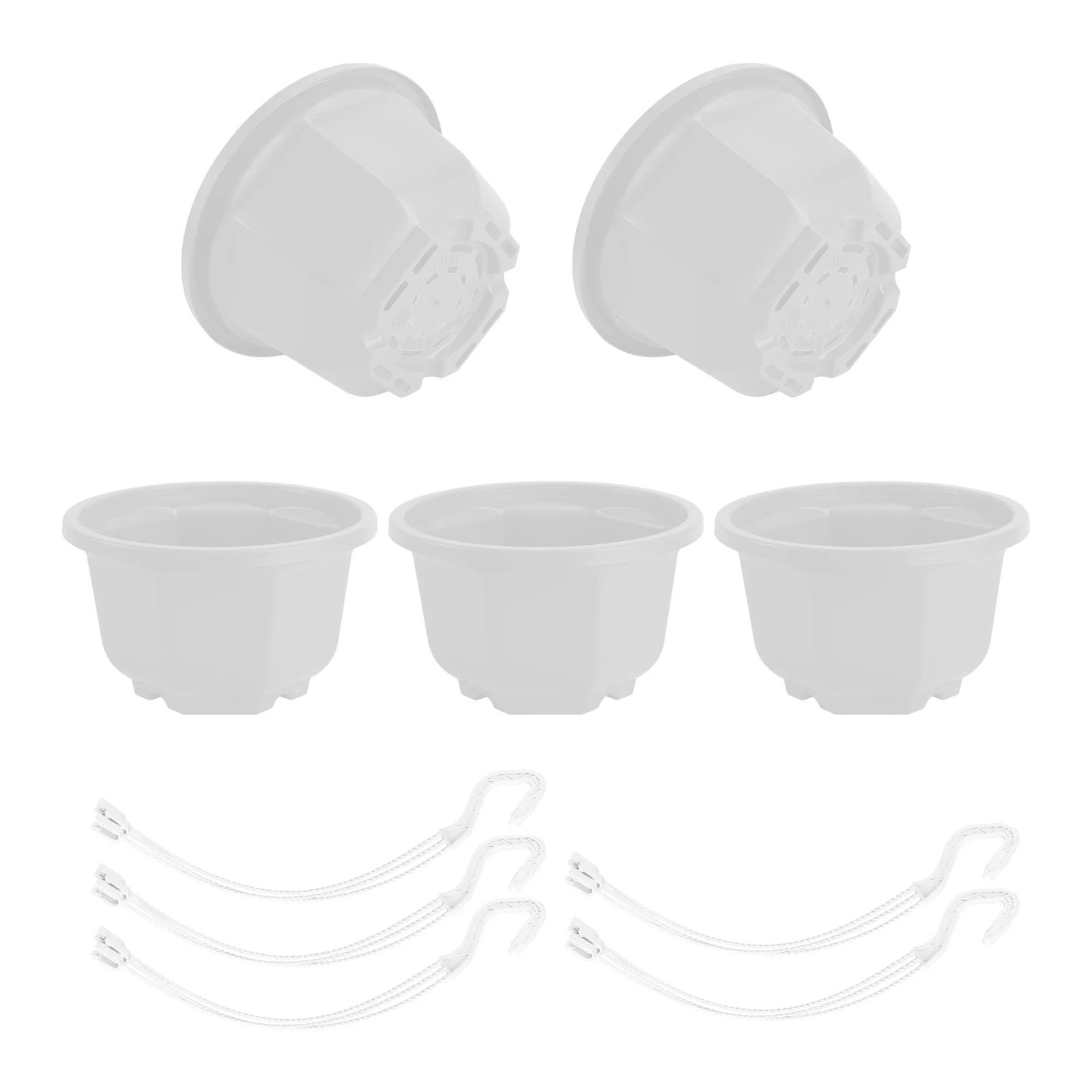 

5pcs Plastic Flower Pots Hanging Plant Holder For Home Office Balcony Garden Durable Thick Wear-Resistant Container