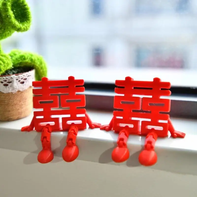 Traditional Chinese Happiness Ornament Plastic Double Happiness Wedding Decoration Easy to Install for Tabletop Display D2RC
