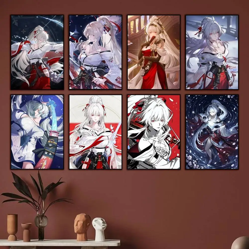 WuWa Ghost Miko H-Hiyuki Poster High Quality Dorm Living Room Aesthetic Wall Decoration Painting Stickers Gift