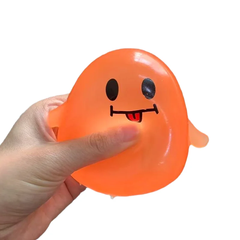 Halloween Gifts 1pcs Soft Squeeze Toy Halloween Fidget Toy Ghost Decompress Squeeze Stress Ball Creative Prank Toy for Adults 