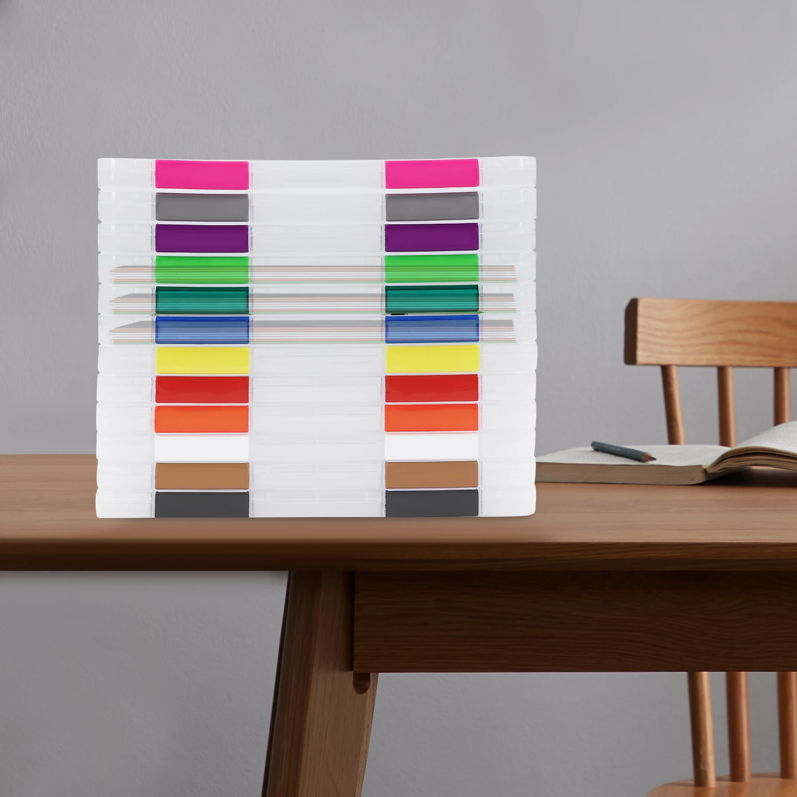 

12pcs Plastic File Boxes Multi-Color Document Organizers with Secure Buckle Closure, A4 Letter Size Rectangular Storage Cases