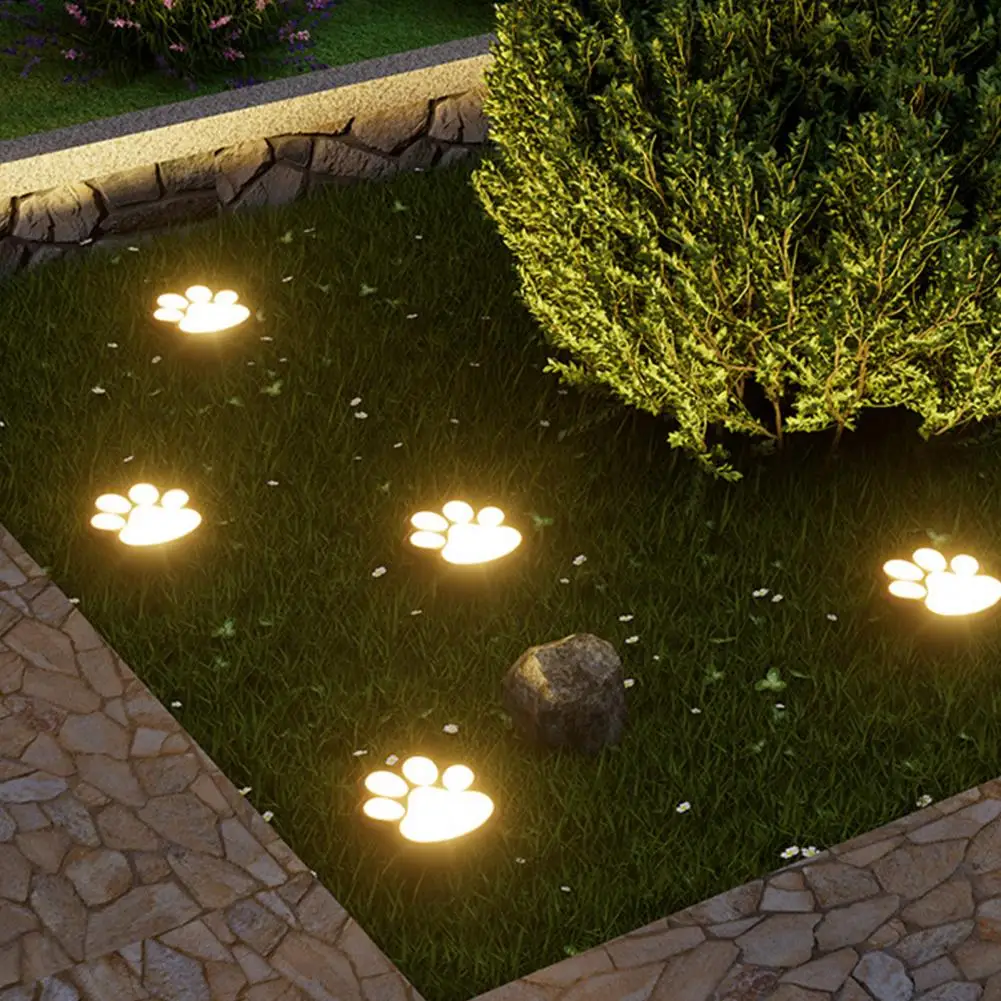 Waterproof Solar Lights Solar Dog Paw Print Lawn Light Waterproof Led Garden Stake Wireless Outdoor Pathway for Yard Patio Decor