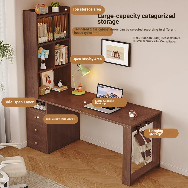 #Luxury Corner Desk Bookshelf Combination Modern Multi-Function Home Study Writing Desk for Bedroom