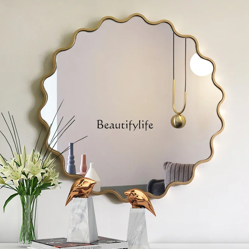 

LD33Modern Simple and Light Luxury Background Wall Decorative Mirror European Style Restaurant Ideas Wall-Hanging Mirror