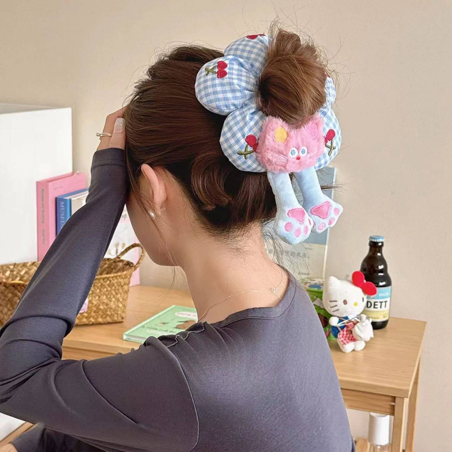 

1 шт. милый резиновый ободок для волос с мультяшными животными и цветами, хлопковый объемный резиновый ободок с головой щенка, резинка для волос с маленькой желтой уткой