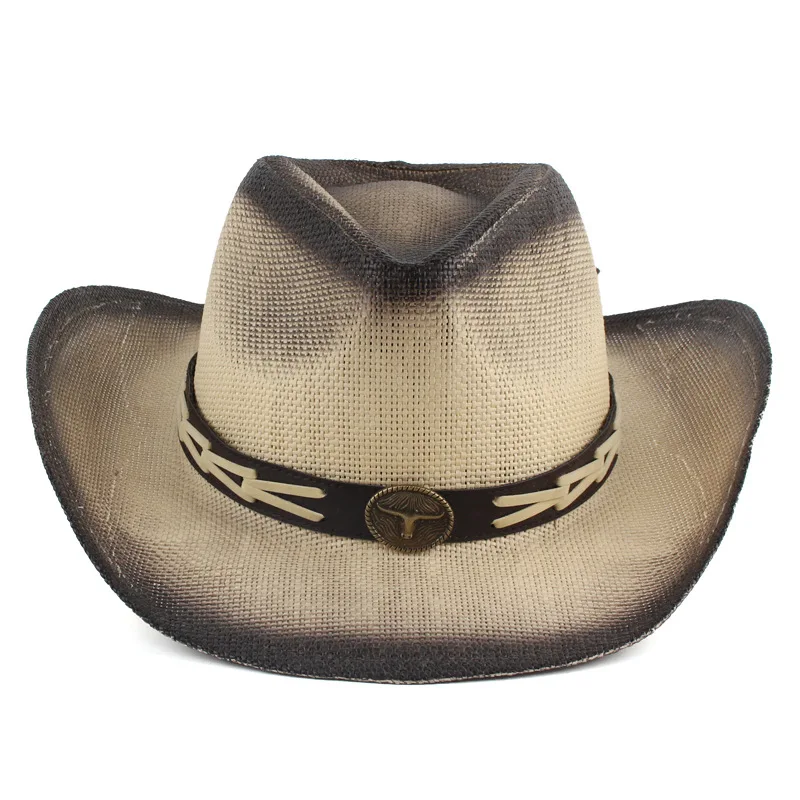 Unisex Quality Denim Sun Hat, European And American Style Curved Brim Jazz Straw Hat, Spray-painted Hat, Outdoor Sun Hat