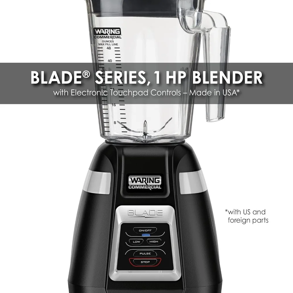 Commercial BB320 Blade 1 HP Blender, Toggle Switch Controls with Pulse feature, 48 oz BPA Free Copolyester Stacking Container