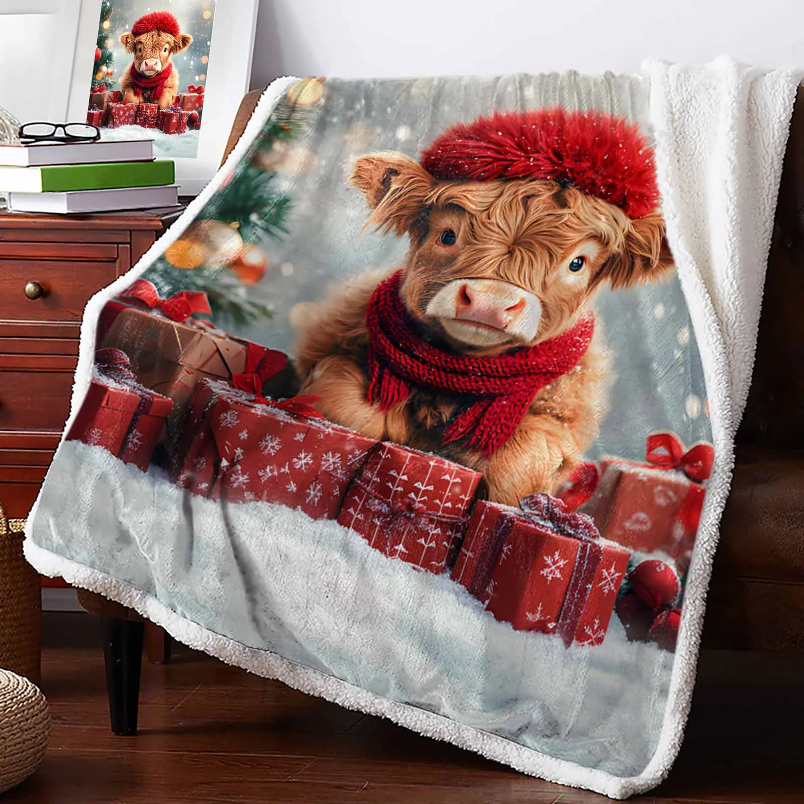 Christmas Tree Gift Yak Winter Warm Cashmere Blanket Office Sofa Soft Throw Blanket Kids Bed Bedspread