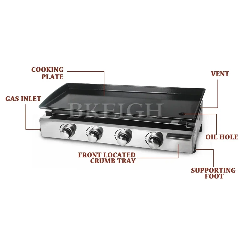 Ce Bersertifikat Desktop Gas Non Stick Grill Restoran Pelat Besi Oven Makanan Laut Batu Hitam