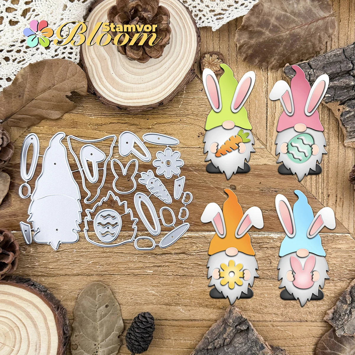 Original Ostern Frühling Schöne Schicht Hase Zwerge Metall Schneiden Stirbt Scrapbooking Dekorative Prägung