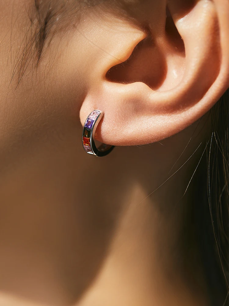 

Dawn's Jewel S925 Sterling Silver Inlaid Geometric Color Zircon Earrings Female Minority Fashion High Sense Ear Ring