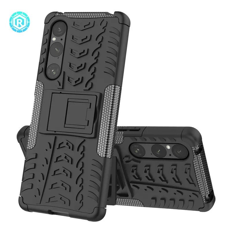 For Sony Xperia 1 V Case For Sony Xperia 1 V Cover Bumper Heavy Duty Armor Stand Shell Phone Back Cover For Sony Xperia 1 V 5G