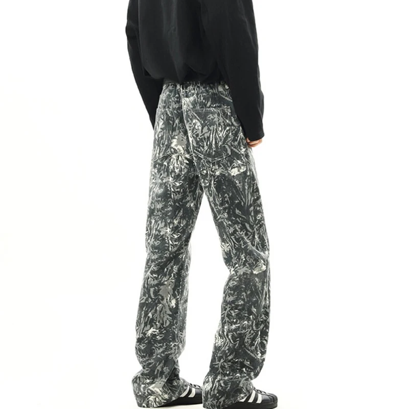 Herbst Retro Jacquard Design Gedruckt Baggy Jeans Für Mann Hip Hop Mode Gerade Denim Pantalones Y2K Streetwear Breite Bein Jean