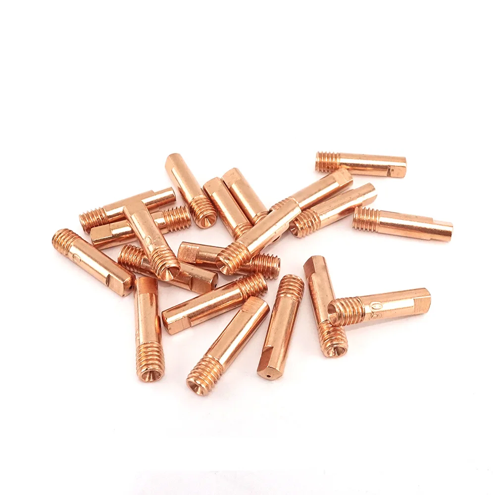 20pcs 15AK Contact Tips ECu CuCrZr Welder Consumables 0.6 0.8 0.9 1.0 1.2mm M6x25mm MAG Accessory for MIG Welding Torch