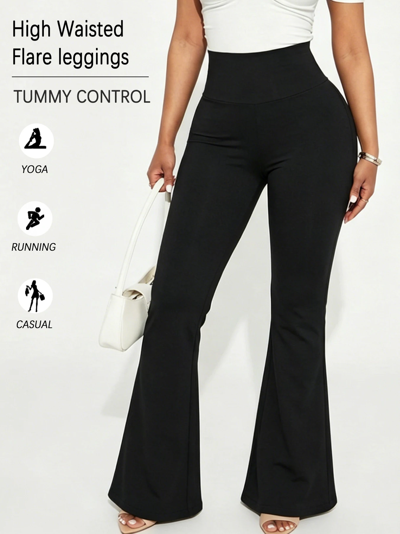 Women's Super Soft Flare Pants High Waisted Tummy Control Workout Yoga Leggings Bell Bottoms