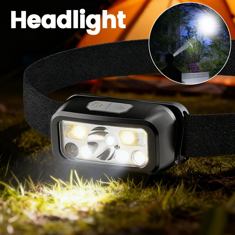 Mini Rechargeable Powerful Sensor Headlamp Fishing Camping USB Head Flashlight COB LED Head Light Torch Headlights Front Lantern