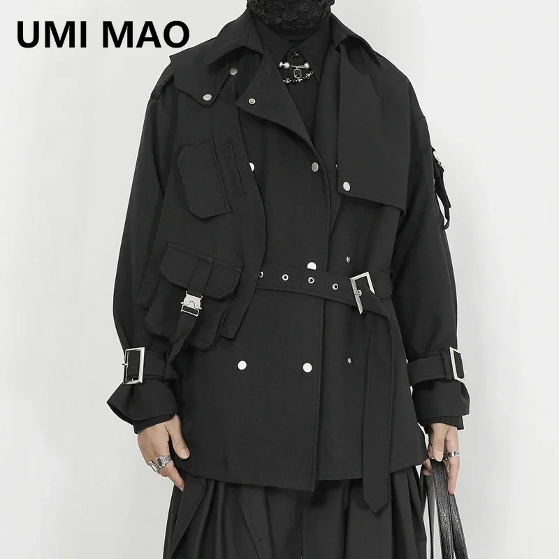 

UMI MAO 2024 Spring New Yamamoto Style Men's Clothing Niche Design Sense Double Breasted Waist Loose Men's Jacket