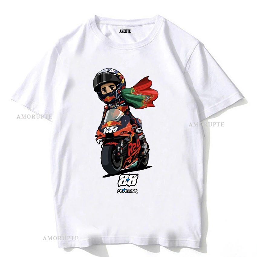 Miguel Oliveira 88 2023 GP Rider T-Shirt New Summer Men Short Sleeve Funny Boy Casual Tees Motorcycle Sport Riding White Tops